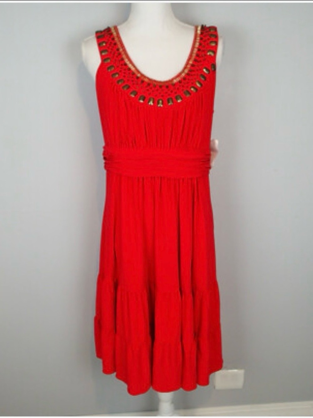 Jones New York Red Beaded Fringe Mini Dress